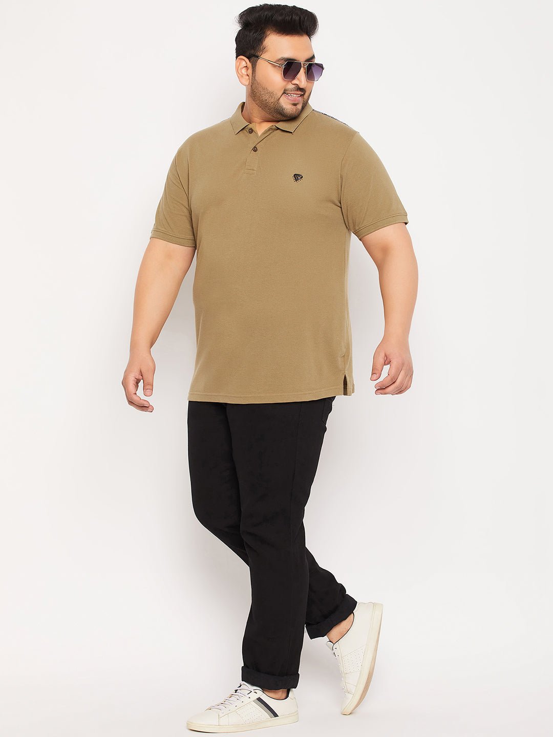 Plus Size Beige Polo T-Shirt - clubyork