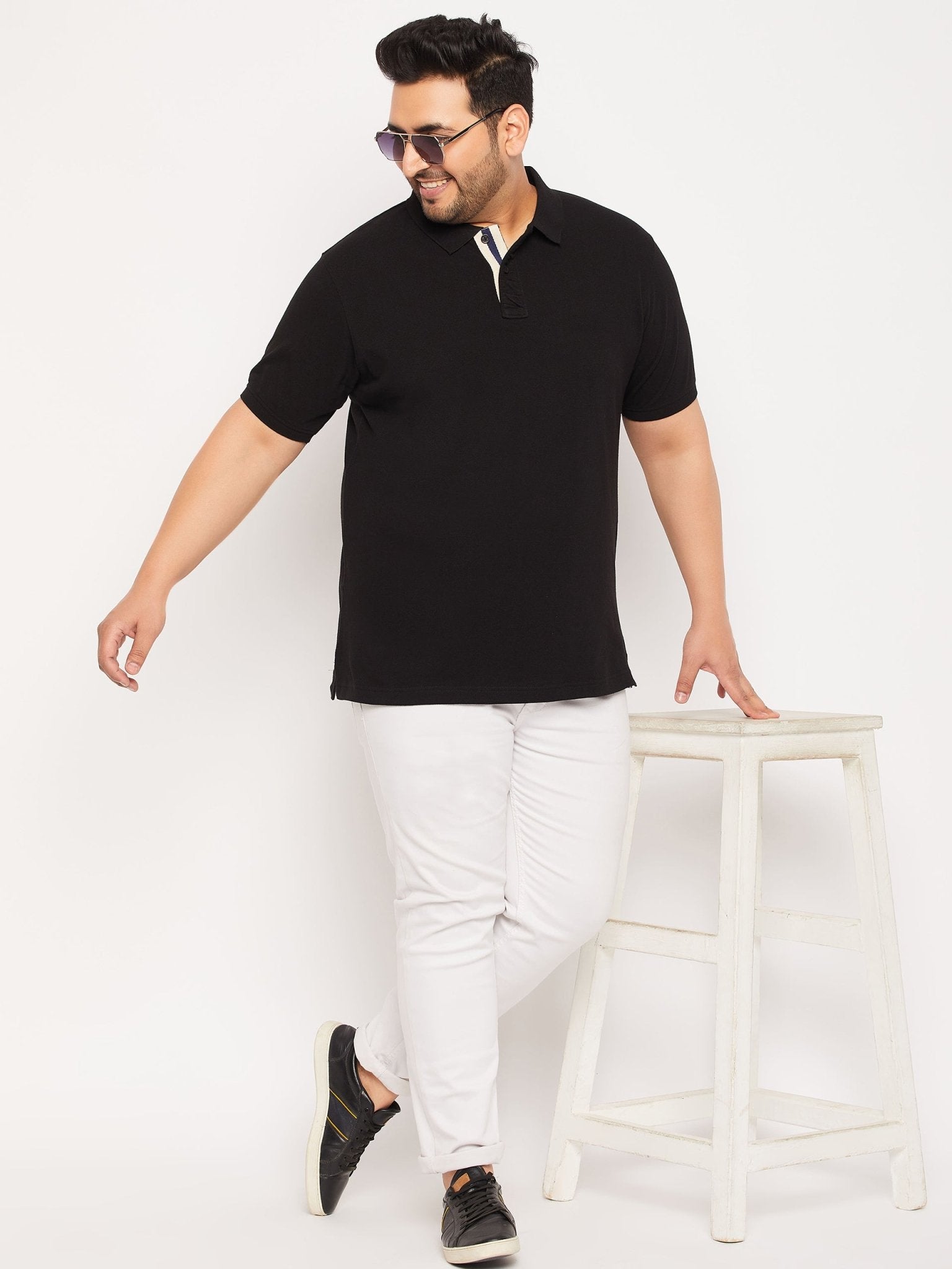 Plus Size Black Polo T-Shirt - clubyork