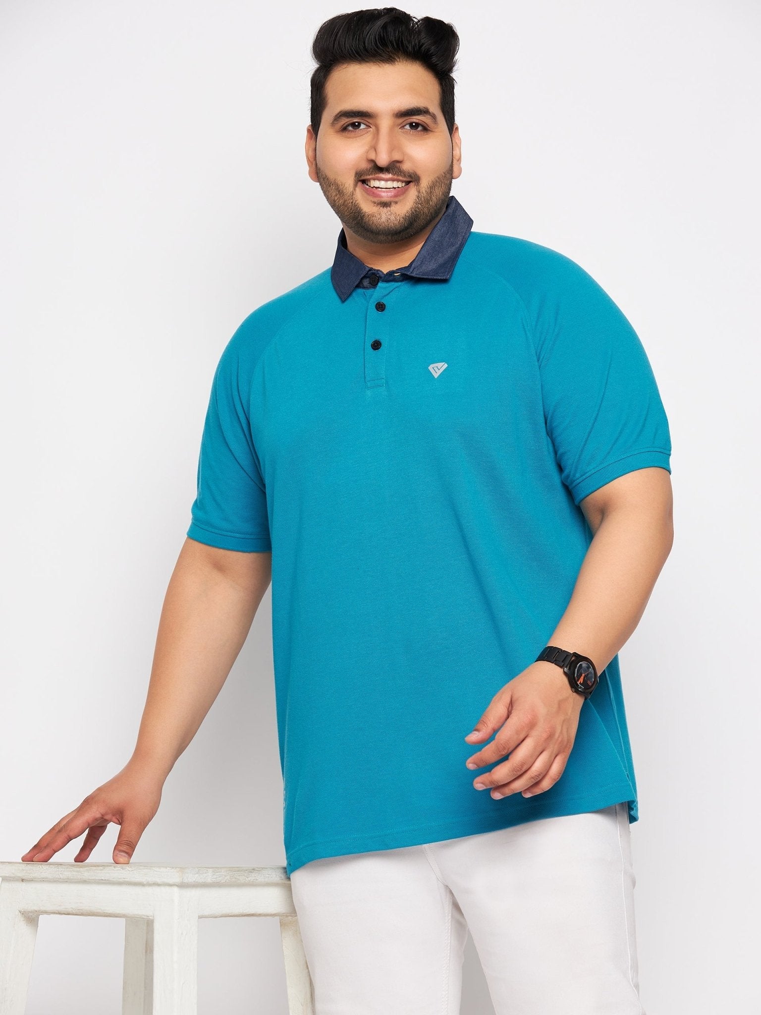 Plus Size Blue Polo T-Shirt - clubyork