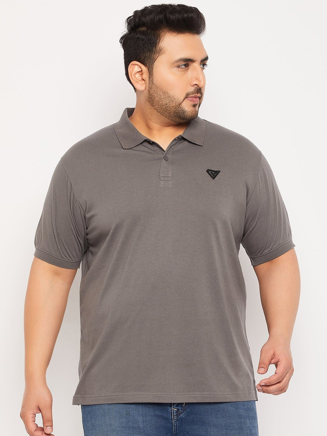 Plus Size Grey Polo T-Shirt - clubyork
