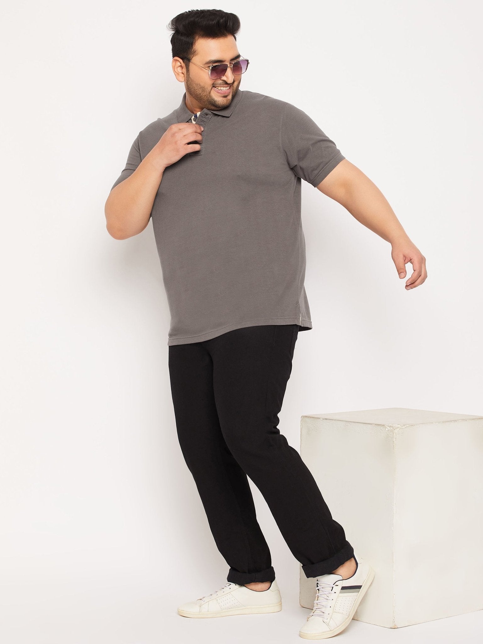 Plus Size Grey Polo T-Shirt - clubyork