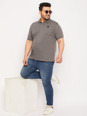 Plus Size Grey Polo T-Shirt