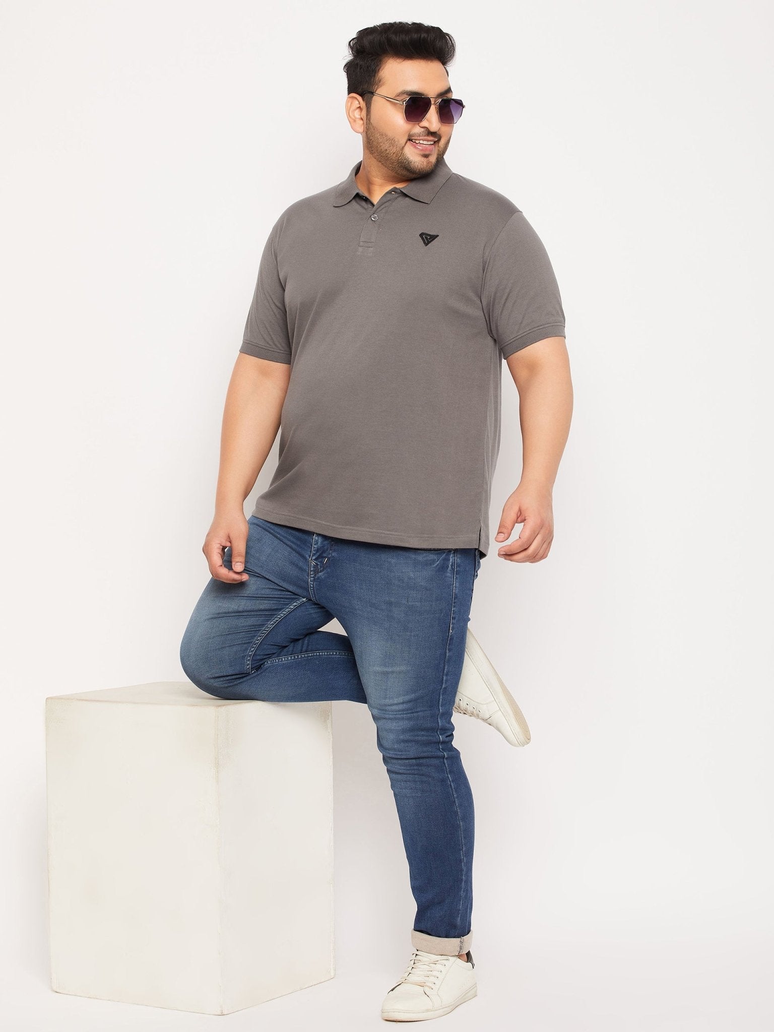 Plus Size Grey Polo T-Shirt - clubyork