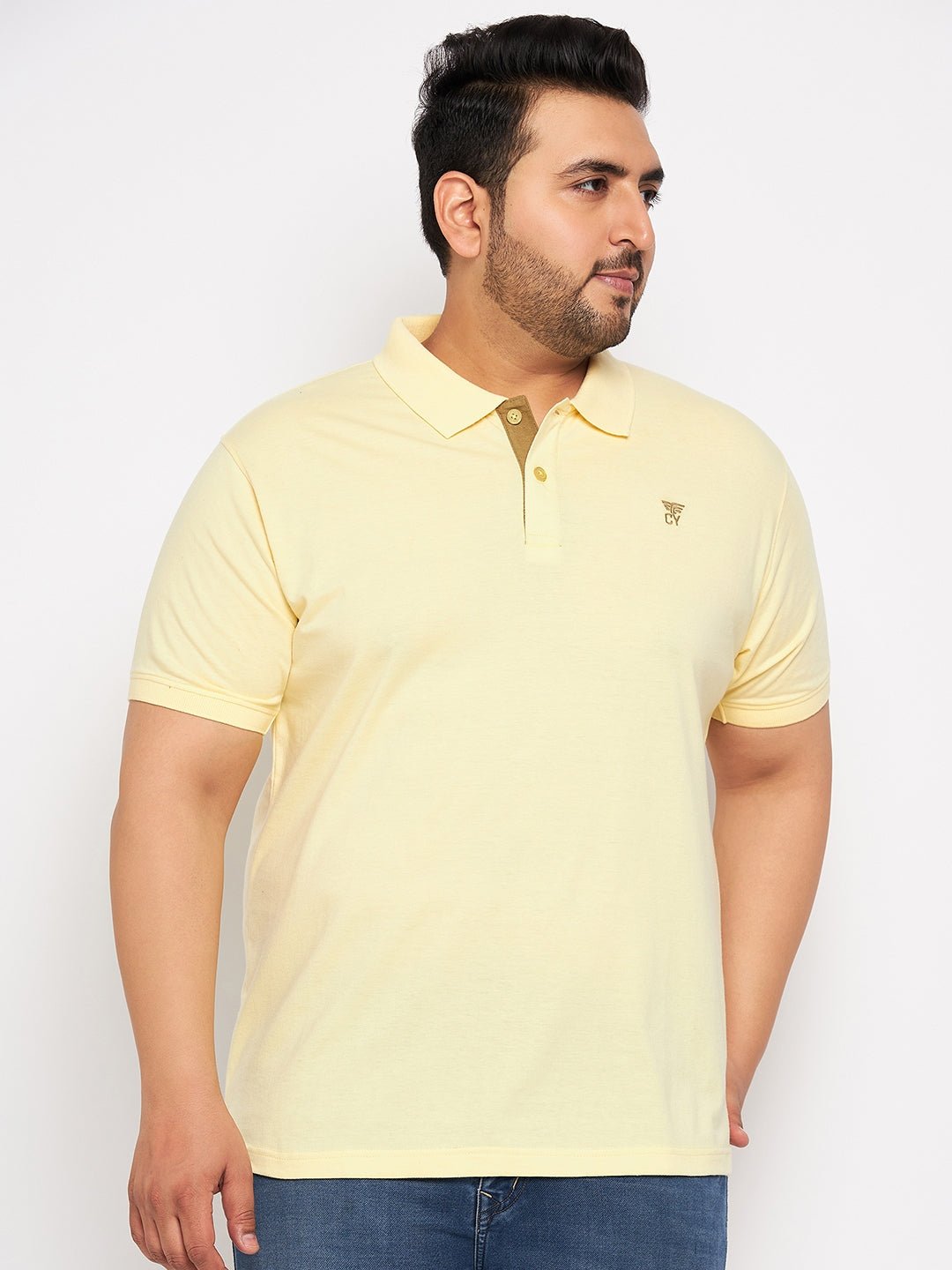 Plus Size Light Yellow Polo T-Shirt - clubyork