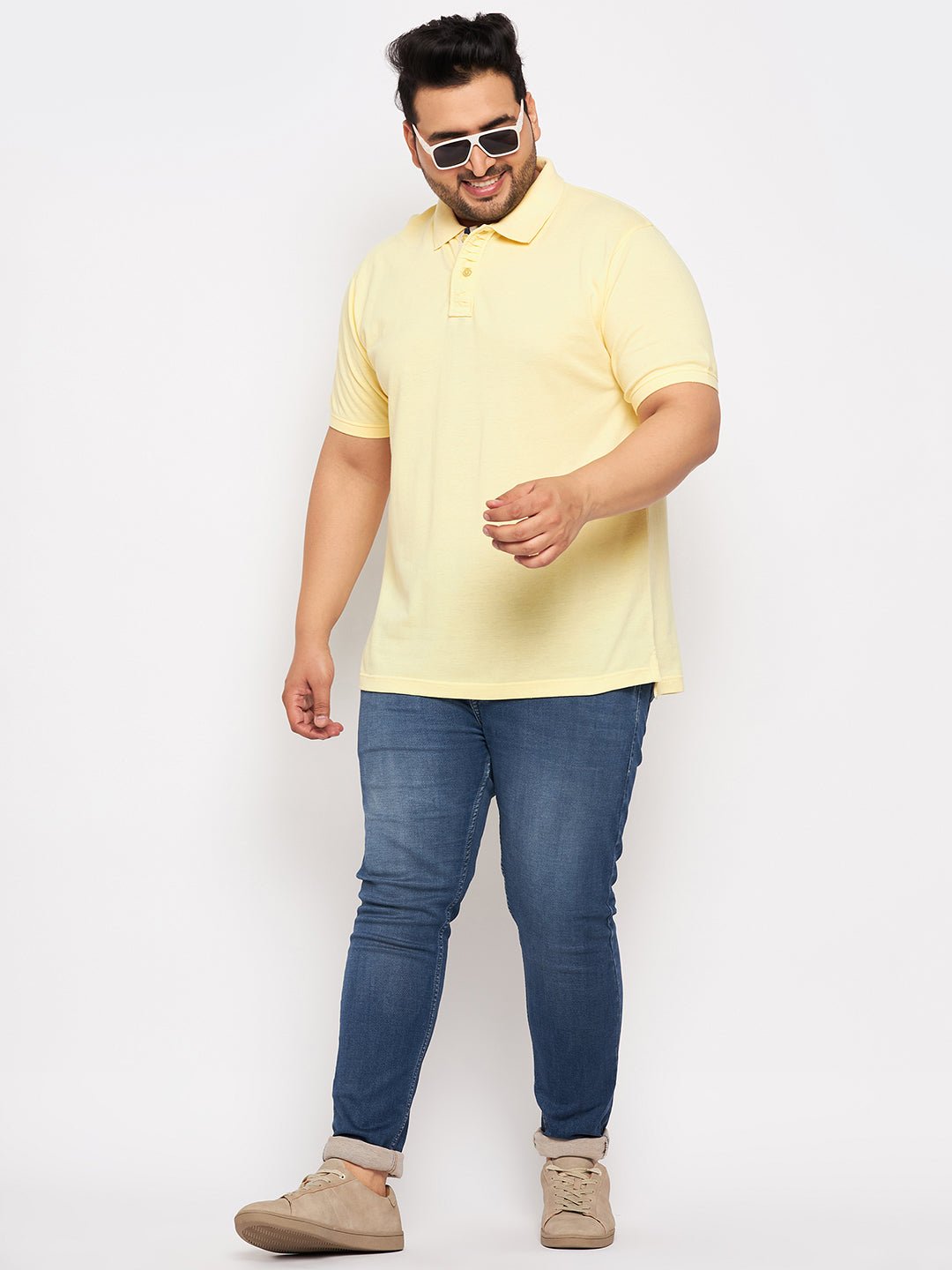 Plus Size Light Yellow Polo T-Shirt - clubyork