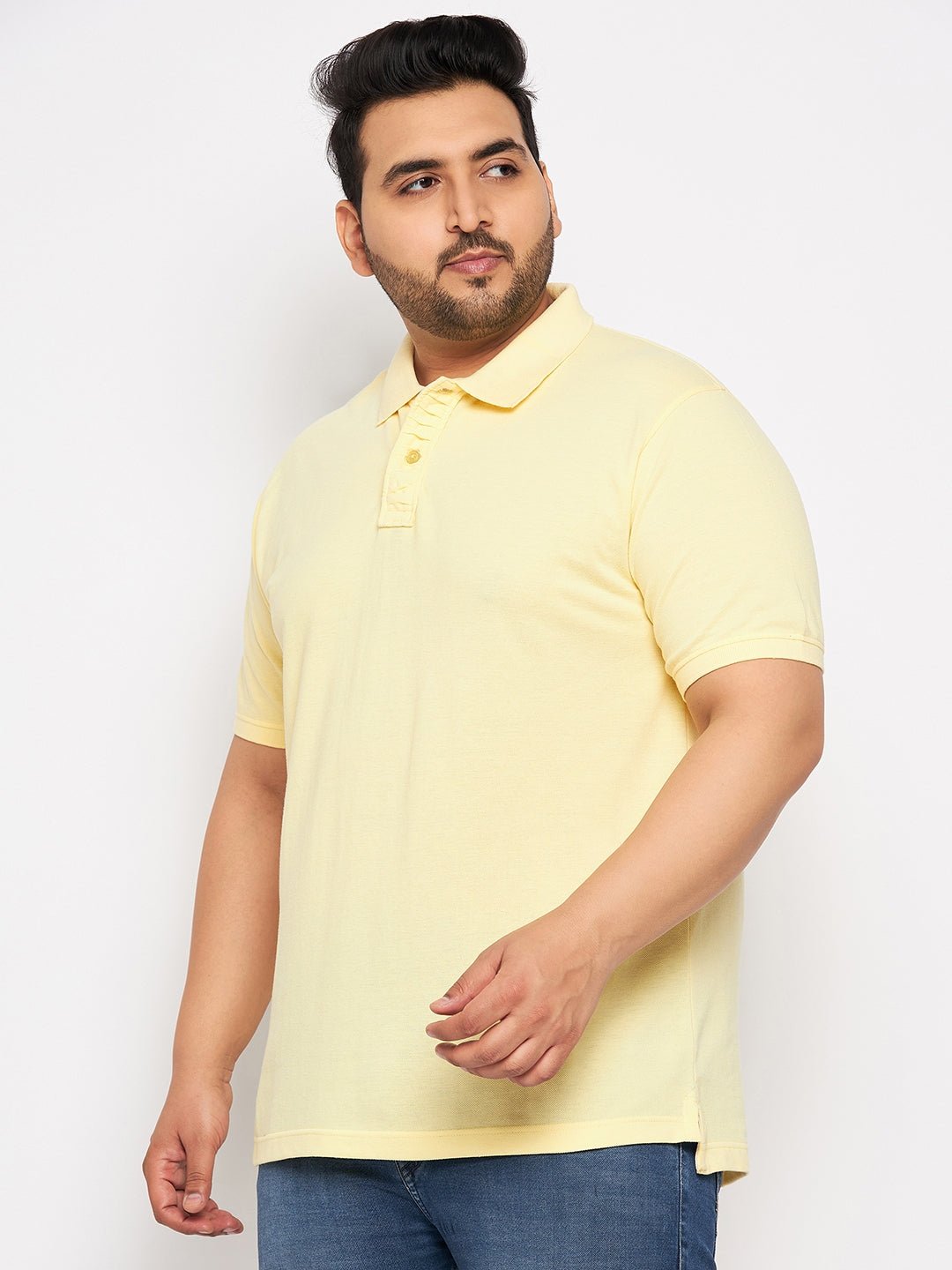 Plus Size Light Yellow Polo T-Shirt - clubyork