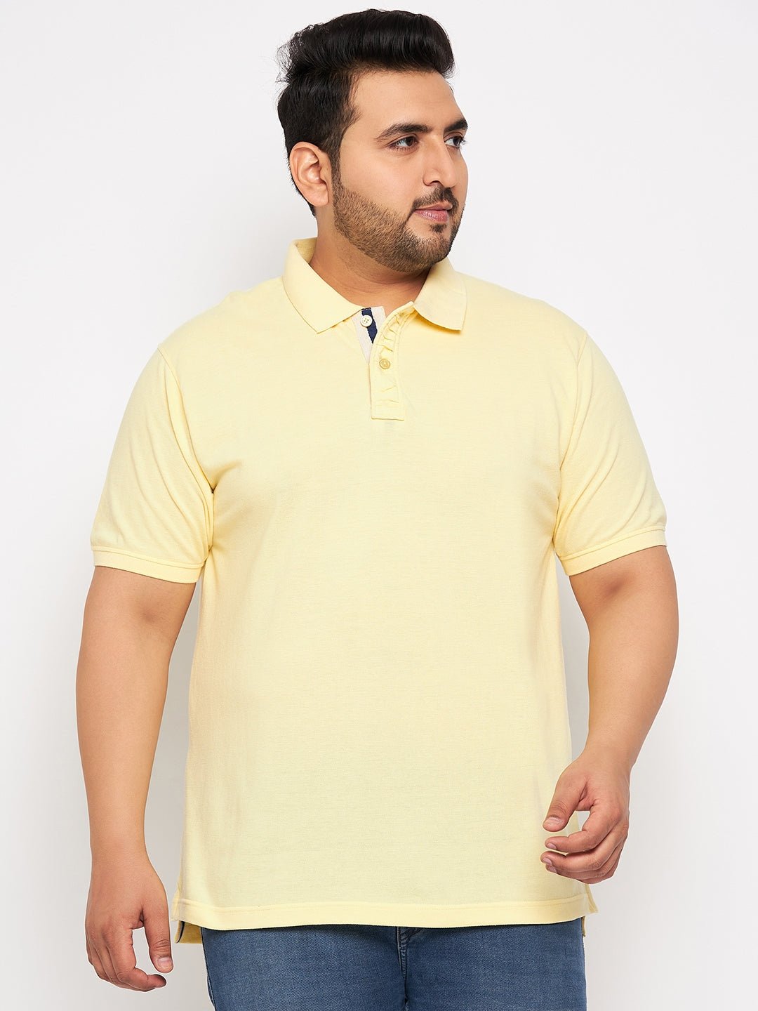 Plus Size Light Yellow Polo T-Shirt - clubyork