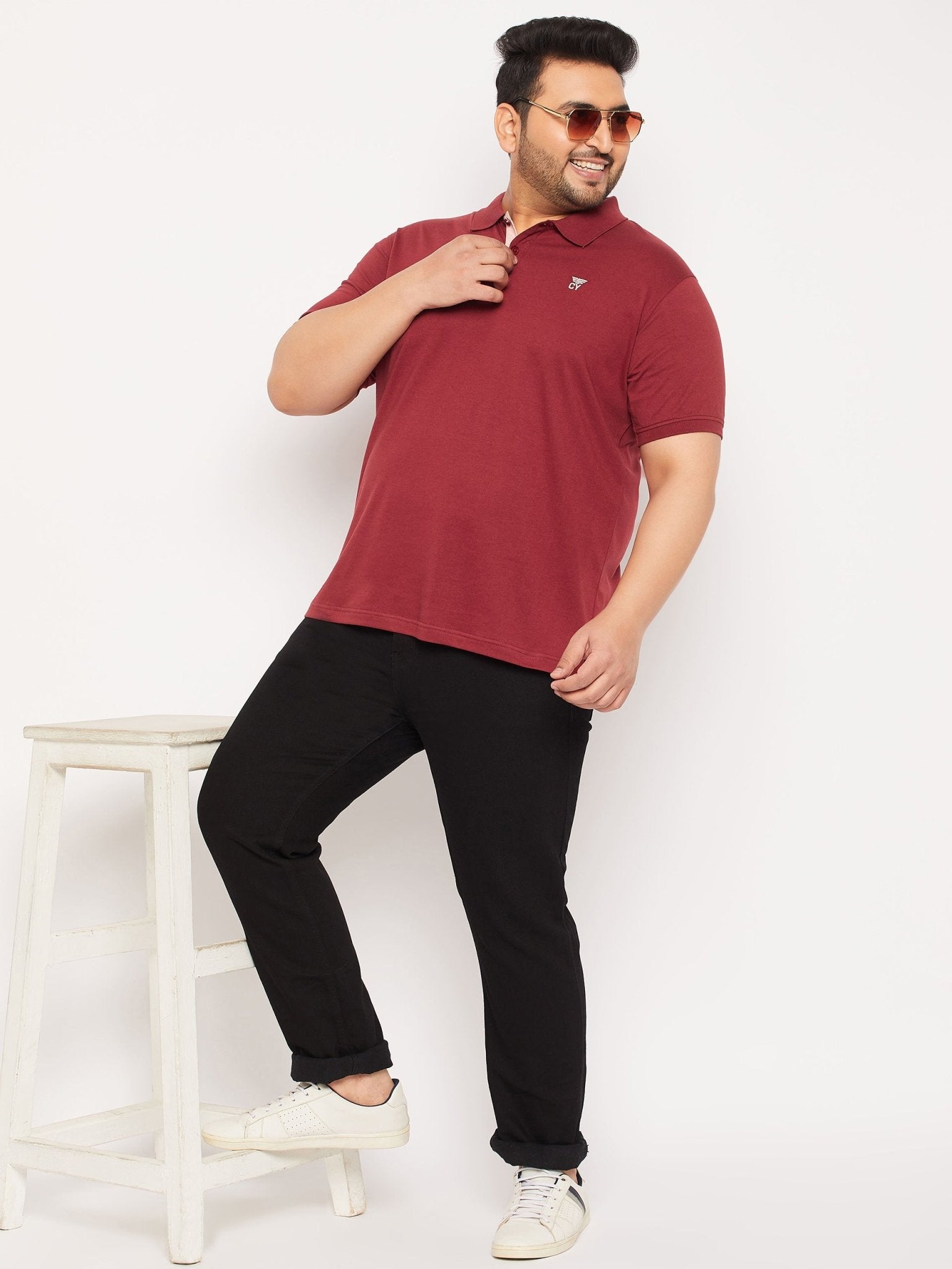 Plus Size Maroon Polo T-Shirt - clubyork
