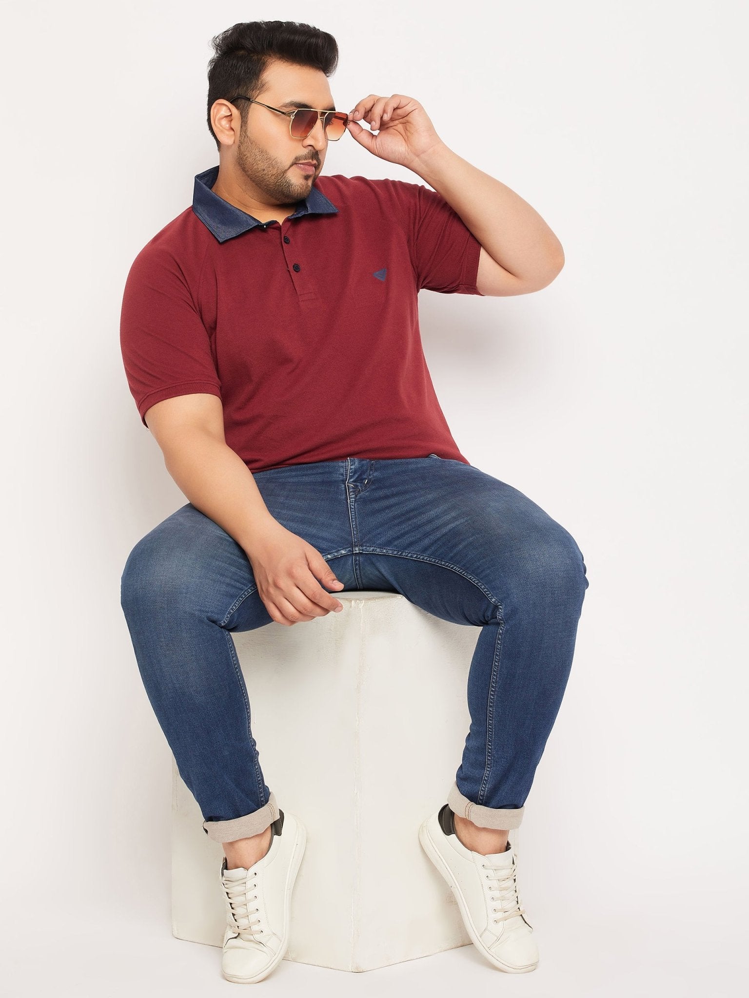 Plus Size Maroon Polo T-Shirt - clubyork