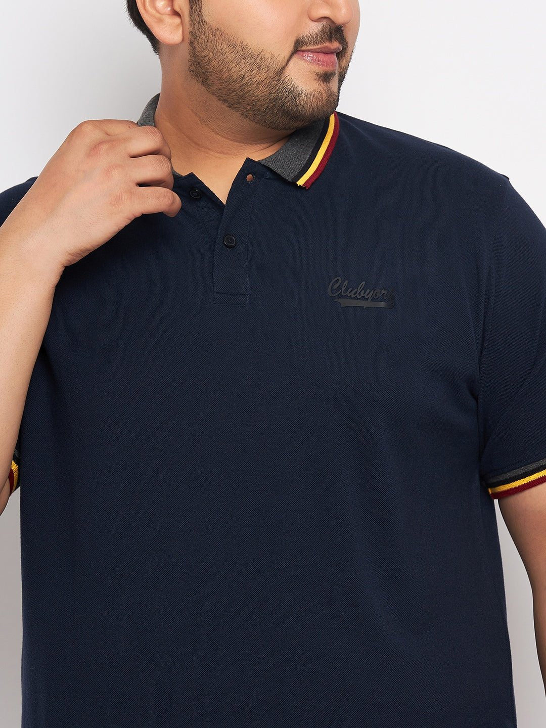 Plus Size Navy Blue Polo T-Shirt - clubyork