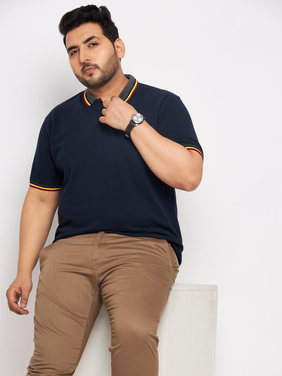 Plus Size Navy Blue Polo T-Shirt - clubyork