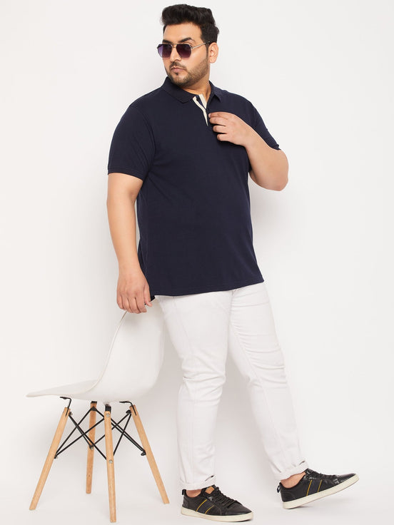 Plus Size Navy Blue Polo T-Shirt - clubyork