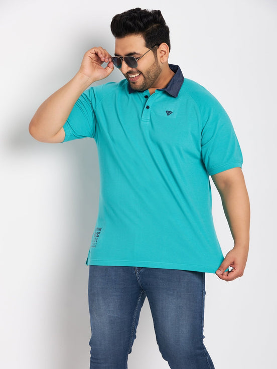 Plus Size Turquoise Blue Polo T-Shirt - clubyork