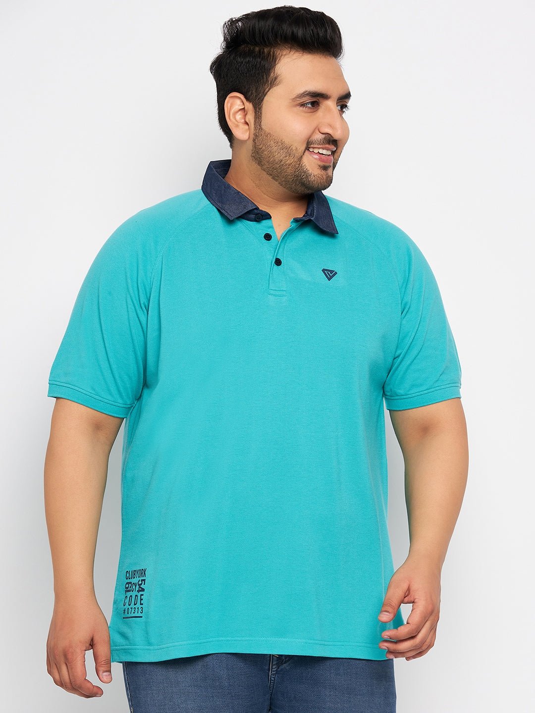 Plus Size Turquoise Blue Polo T-Shirt - clubyork