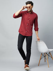 Red Full Sleeve Casual Shirt