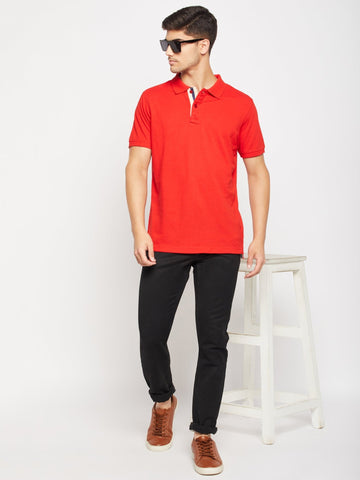 Red Polo Collar T-Shirt