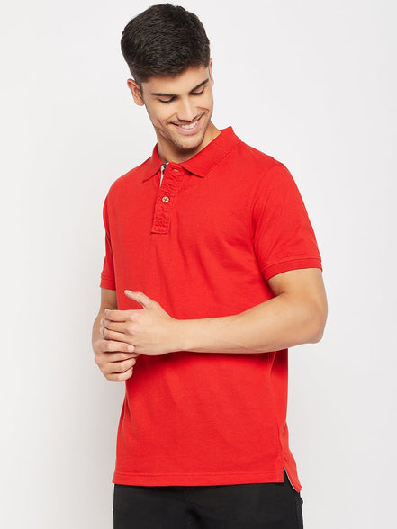 Red Polo Collar T-Shirt - clubyork
