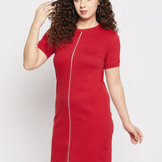 Red Ribbed Dress - clubyork