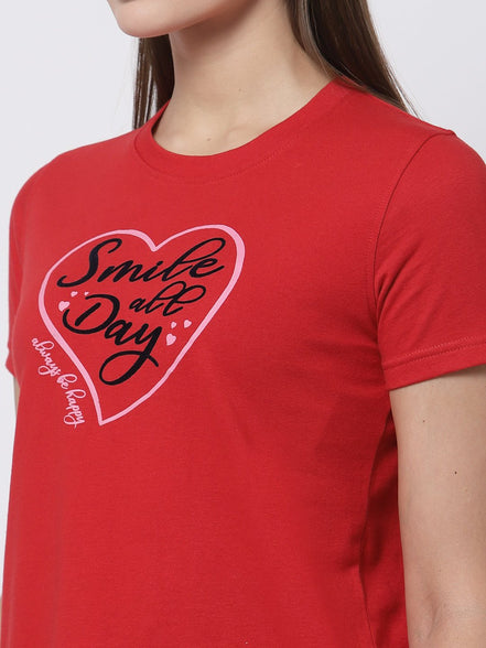 Red Round Neck T-Shirt - clubyork