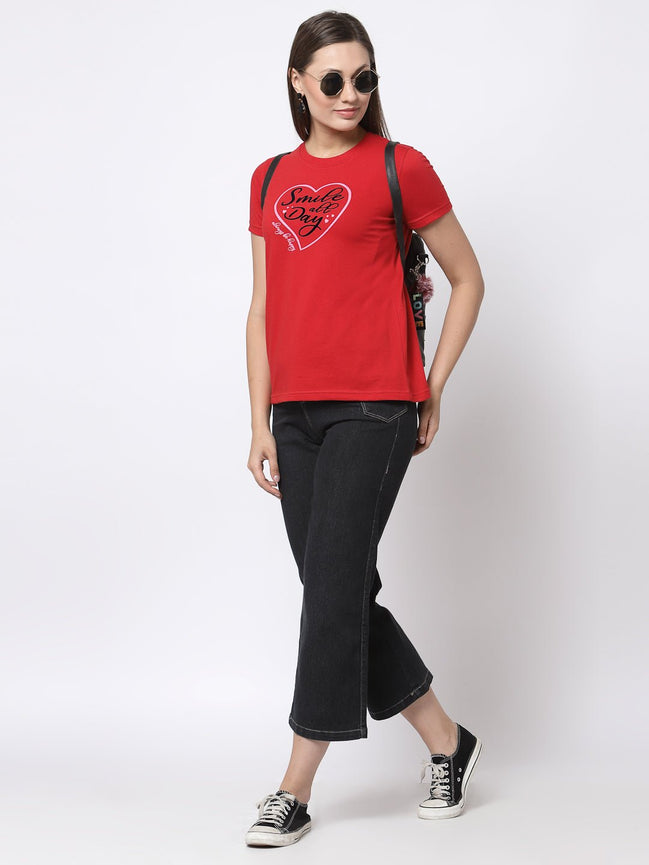 Red Round Neck T-Shirt - clubyork