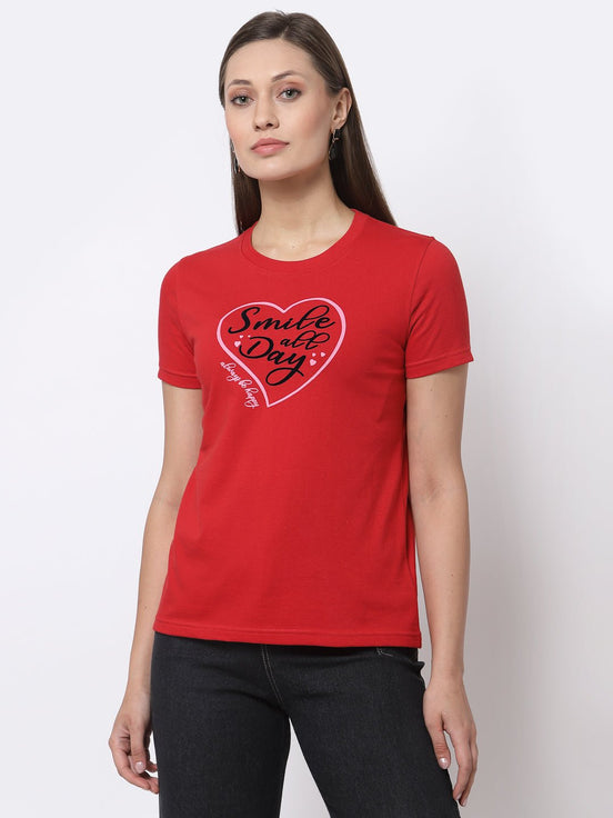 Red Round Neck T-Shirt - clubyork