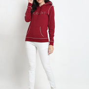 Red Typography Print Hooded Sweatshirt - clubyork