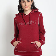Red Typography Print Hooded Sweatshirt - clubyork