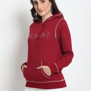 Red Typography Print Hooded Sweatshirt - clubyork