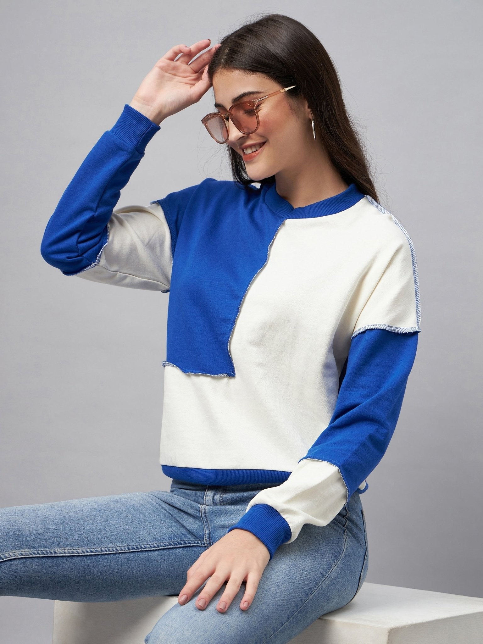 Royal Blue Colorblocked Sweatshirt - clubyork