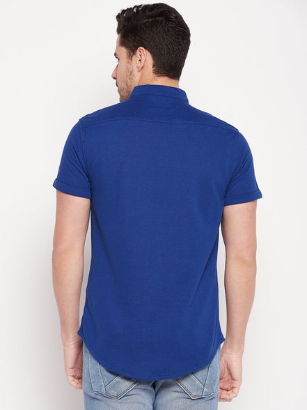 Royal Blue Henley Neck Shirt - clubyork