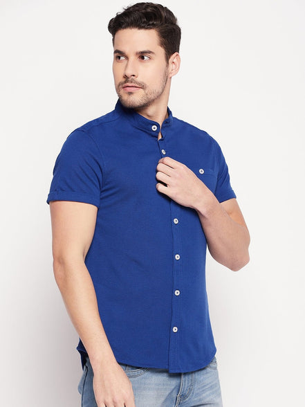 Royal Blue Henley Neck Shirt - clubyork