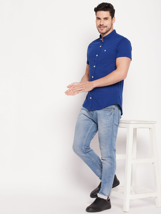 Royal Blue Henley Neck Shirt - clubyork