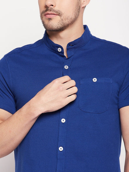 Royal Blue Henley Neck Shirt - clubyork