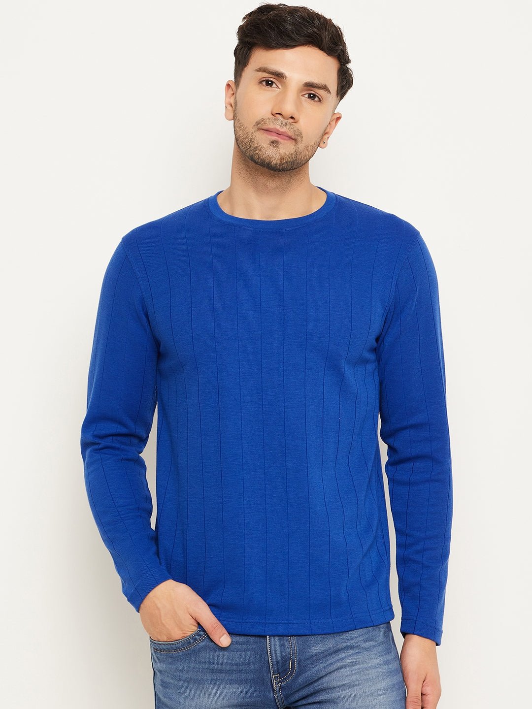 Royal Blue Solid Round Neck T-Shirt - clubyork