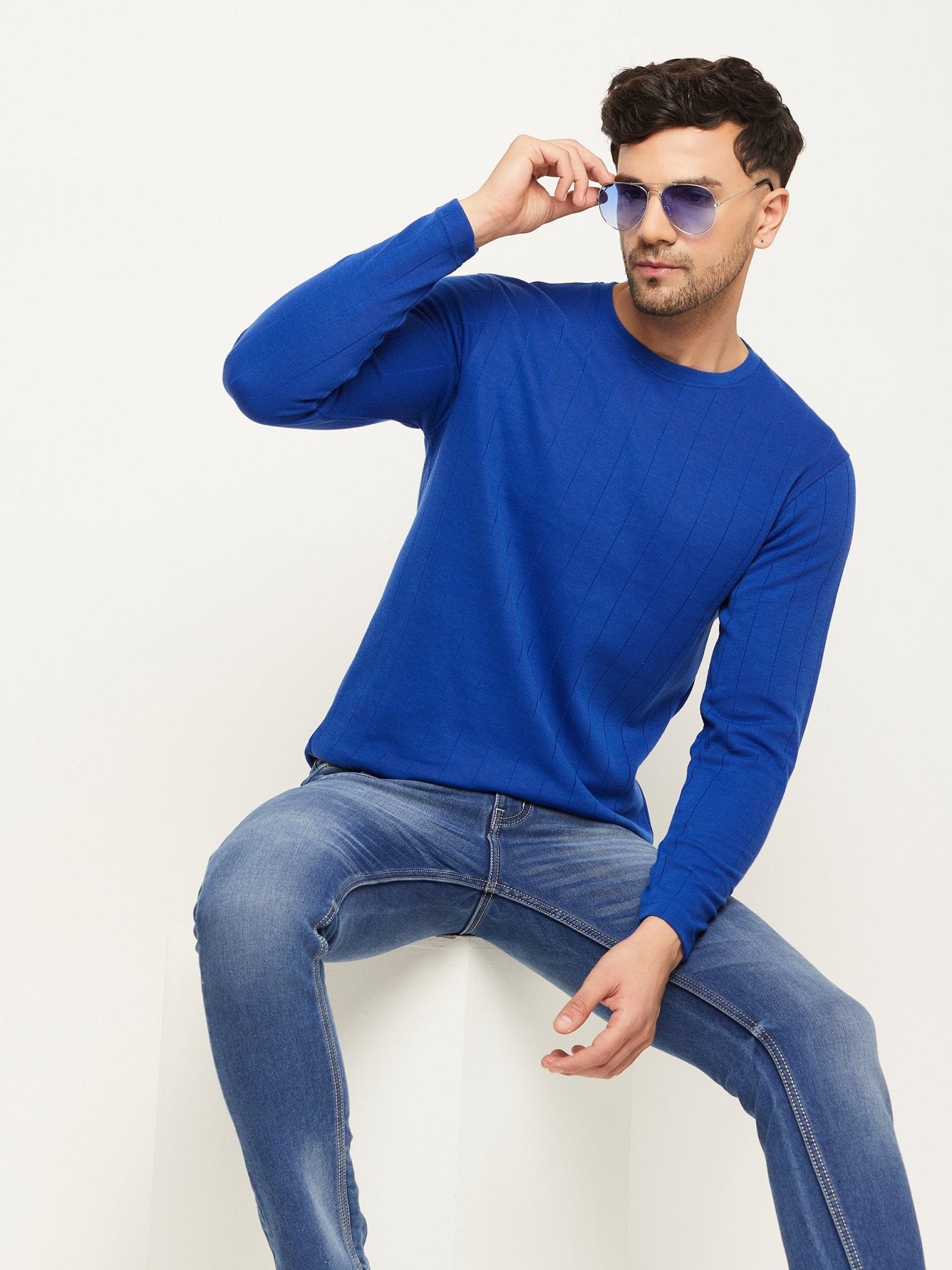 Royal Blue Solid Round Neck T-Shirt - clubyork