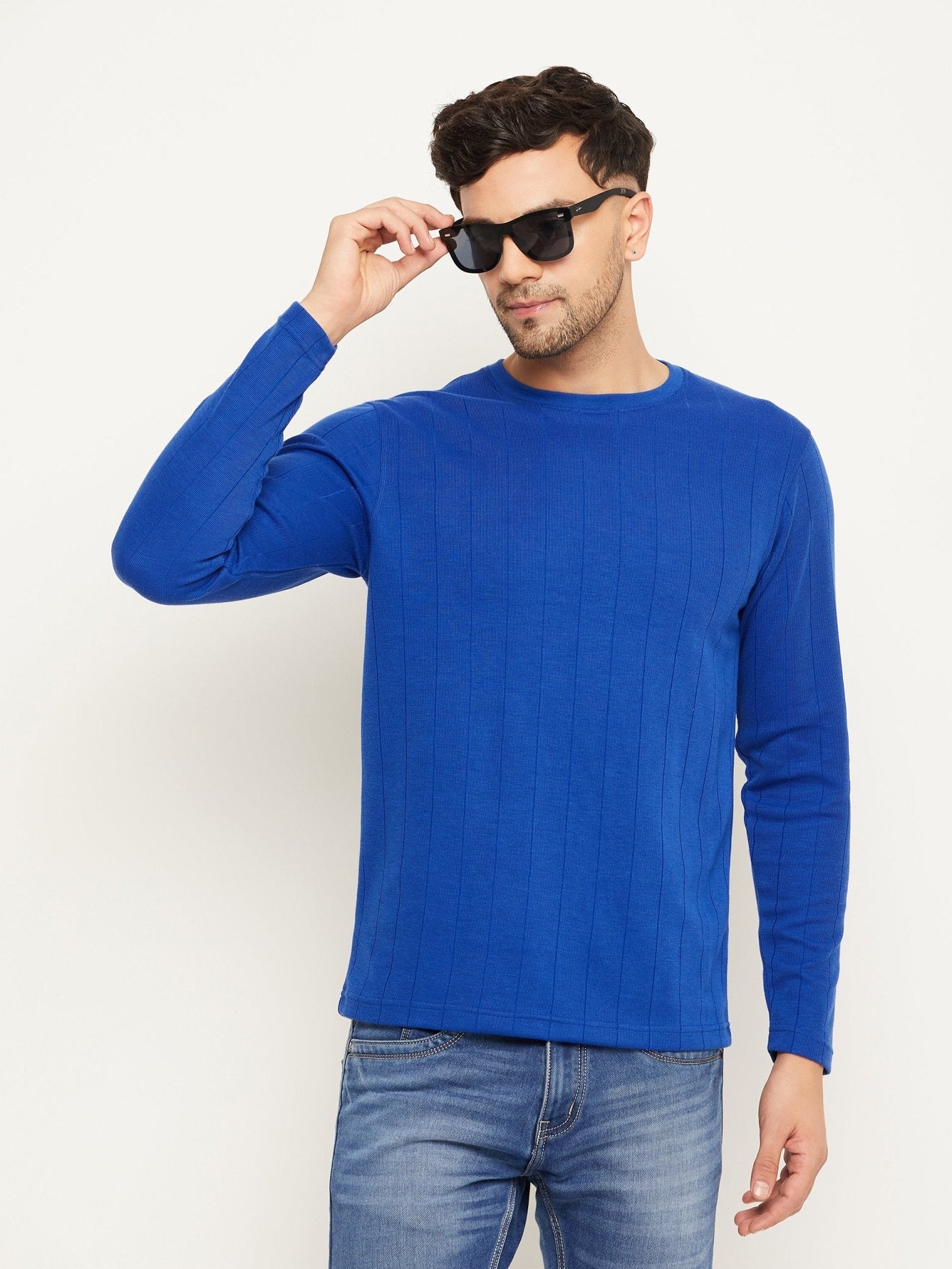 Royal Blue Solid Round Neck T-Shirt - clubyork