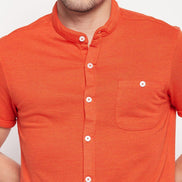 Rust Henley Neck Shirt - clubyork