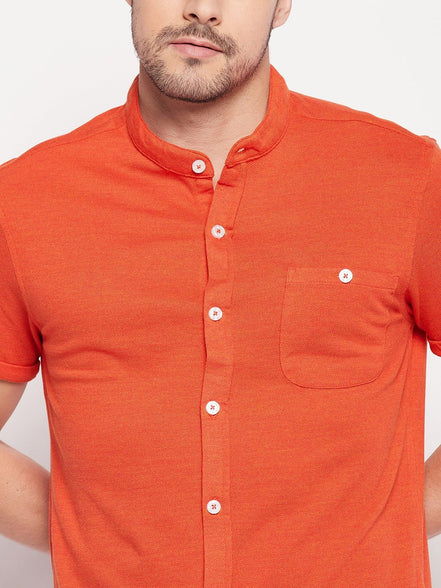 Rust Henley Neck Shirt - clubyork