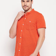 Rust Henley Neck Shirt - clubyork