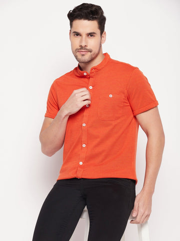 Rust Henley Neck Shirt