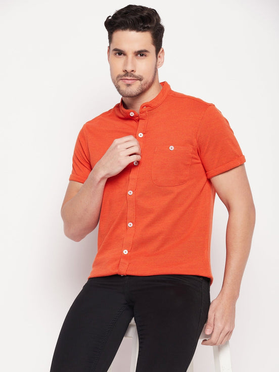 Rust Henley Neck Shirt - clubyork