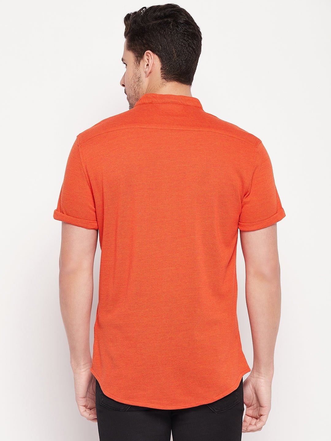 Rust Henley Neck Shirt - clubyork