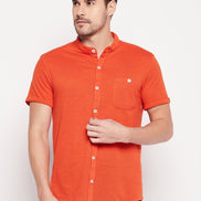 Rust Henley Neck Shirt - clubyork