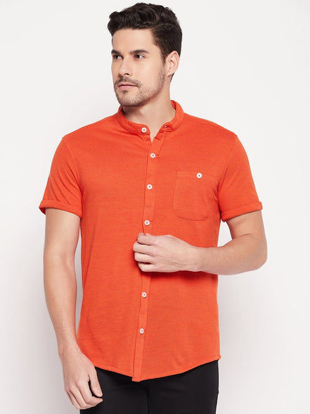 Rust Henley Neck Shirt - clubyork