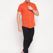 Rust Henley Neck Shirt - clubyork