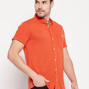 Rust Henley Neck Shirt - clubyork