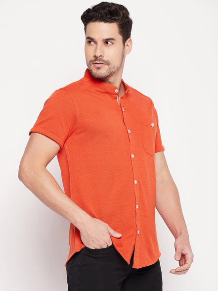 Rust Henley Neck Shirt - clubyork