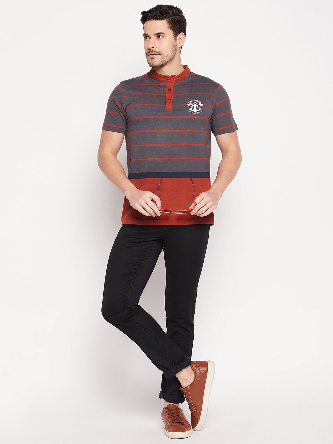 Rust Henley T-shirt - clubyork