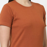 Rust Round Neck Dress - clubyork