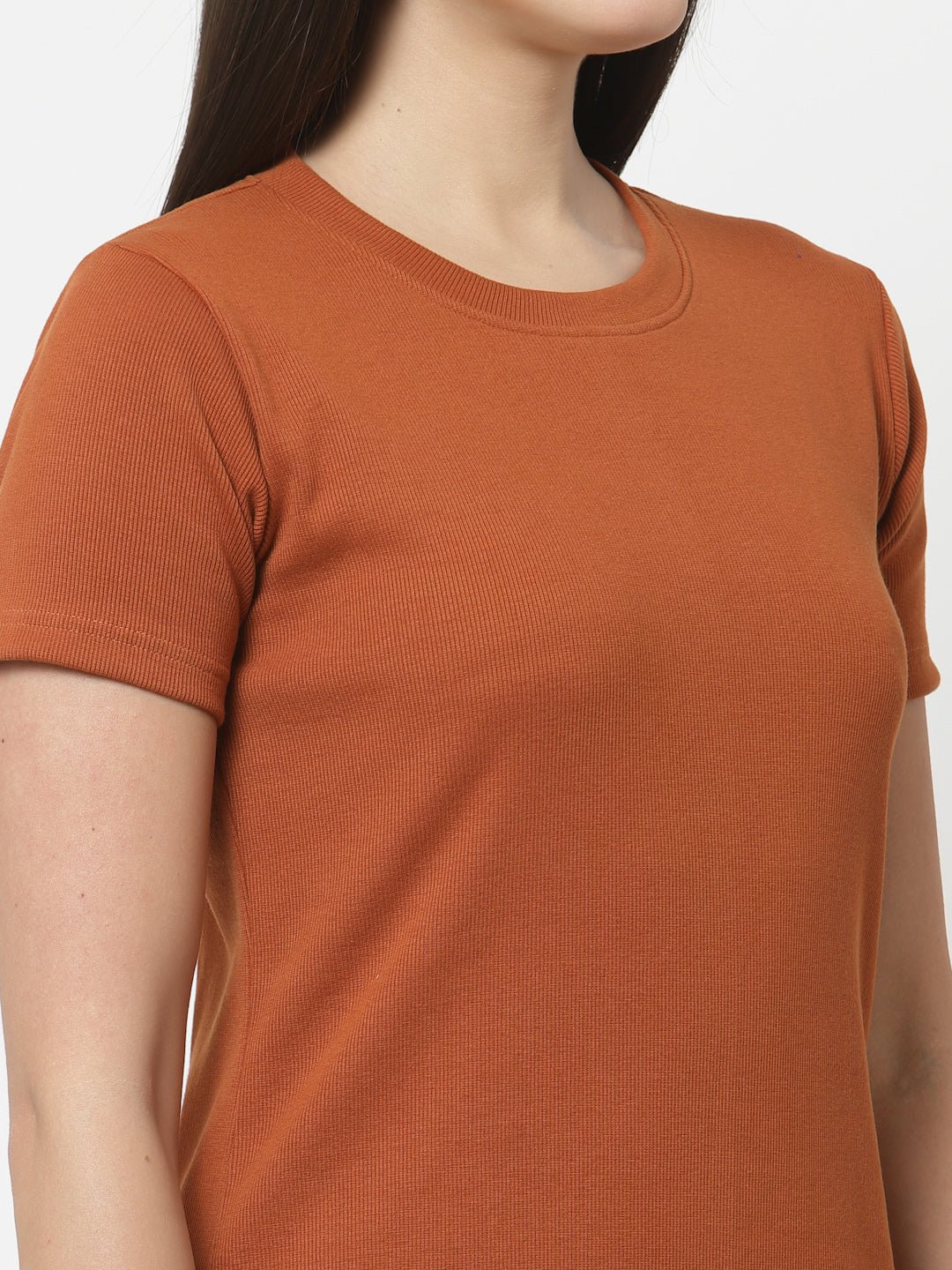 Rust Round Neck Dress - clubyork